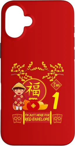 Vista 22 de iPhone 16 1 Año viejo Niños Año Nuevo Chino Decoración Rojo Sobre Caso