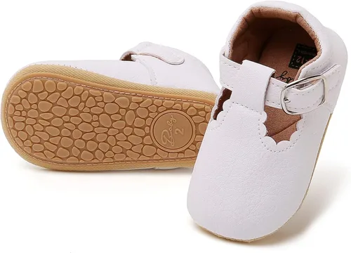 Vista 3 de Zapatos planos Mary Jane para bebés y niñas, con suela suave antideslizante, zapatos con estampado de vestido de princesa recién nacida