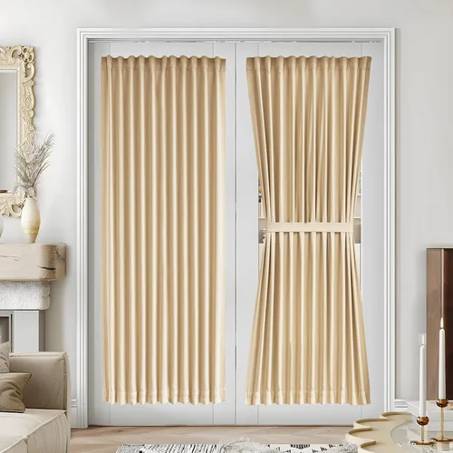 Vista 136 de Vatge Cortinas laterales autoadhesivas para puertas de cristal, sin taladro, extraíble, panel de filtrado de luz, 1 panel, 12 pulgadas de ancho x 60