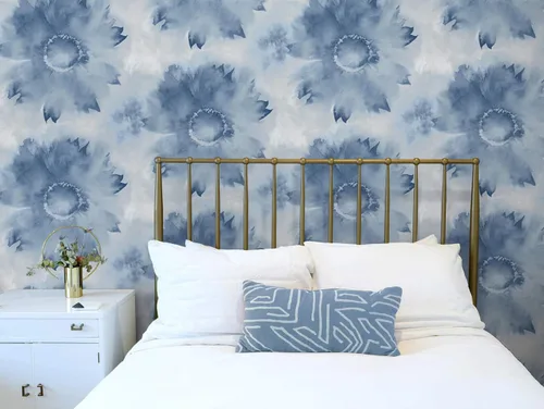 Vista 2 de NextWall Papel tapiz de acuarela con diseño de girasol