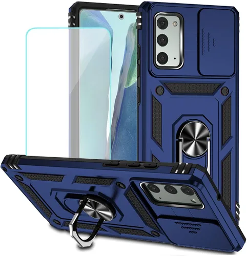 Vista 13 de Funda para Galaxy Note 20 5G, Samsung Note 20 N981U con protector de pantalla de vidrio templado y cubierta para cámara deslizante, soporte