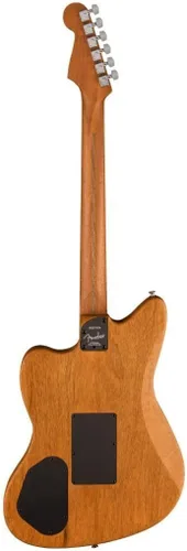 Vista 2 de Fender American Acoustasonic Jazzmaster - Guitarra eléctrica acústica de caoba, Bourbon Burst, diapasón de ébano, con bolsa de concierto