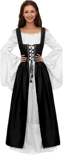 Vista 3 de Vestido renacentista para mujer, vestido medieval para feria de Ren, disfraz renacentista, vestido irlandés, disfraz de Halloween para mujer