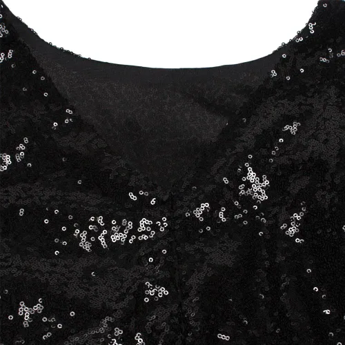 Vista 4 de Vestido de fiesta para mujer, manga 34, cuello en V, lentejuelas, brillante, glamuroso, vestido de fiesta, cóctel, con purpurina, entallado, boda
