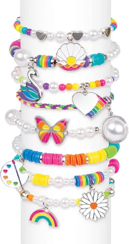 Vista 5 de Make It Real: Joyas de bricolaje con arco iris y perlas: haz 8 pulseras de moda con impresionantes dijes y cuentas temáticas de arcoíris, 598 piezas
