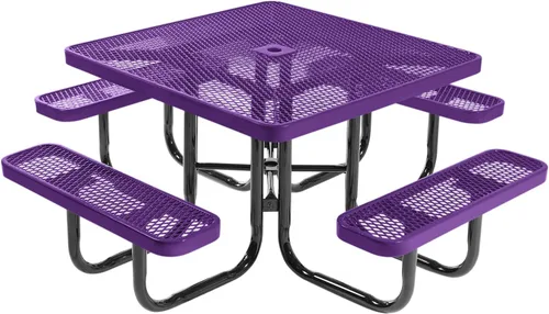 Vista 26 de COATEDOUTDOORFURNITURE Mesa de picnic cuadrada de 46 pulgadas, expandida, color negro
