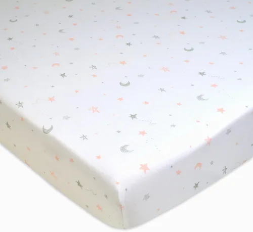 Vista 20 de American Baby Company - Sábana bajera ajustable de tejido de punto suave y transpirable 100% algodón, sábanas de practicuna, Estrellas azules