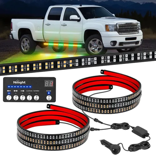 Vista 15 de Nilight 2 piezas de 24 pulgadas de tira de luces estroboscópicas para parrilla de camiones, 384 LED, luz de emergencia ámbar, flexible, intermitente