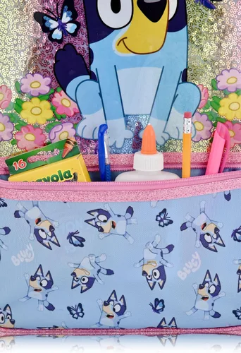 Vista 6 de Mochila Bluey con lonchera para niños, bolsa escolar de 16 pulgadas Azul