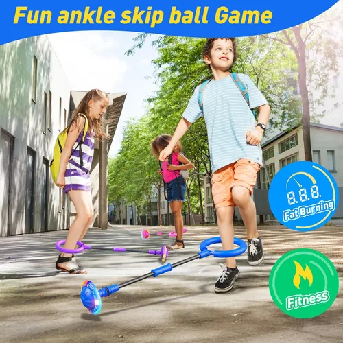 Vista 3 de Pelota de Salto Flooyes para Niños, Juguete de Pelota de Tobillo con Contador, Temporizador y Calculadora, Regalos de Cumpleaños para Niños de 6, 7