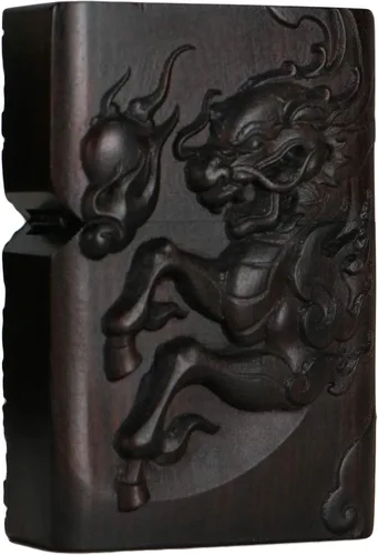 Vista 24 de Carcasa exterior de encendedor tallado en madera negra de ébano natural para kit de inserción Zippo (1000 brazos Avalokiteshvara de la diosa 3#)
