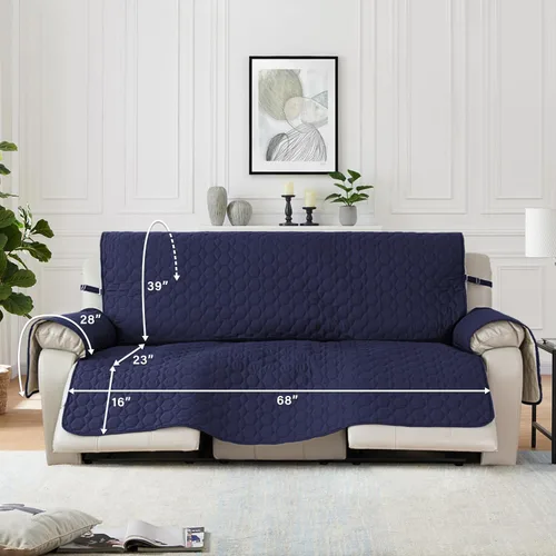 Vista 2 de RBSC Home Fundas de Sofá Impermeables para Perros, Sofá, Sillón de Dos Plazas y Sofás Grandes (Azul Oscuro, 68")