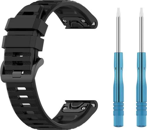Vista 2 de Correa de reloj compatible con Garmin Approach S62/S60, Fenix 5/Fenix 6, Forerunner 935/Forerunner 945, correa de goma suave, ajuste rápido