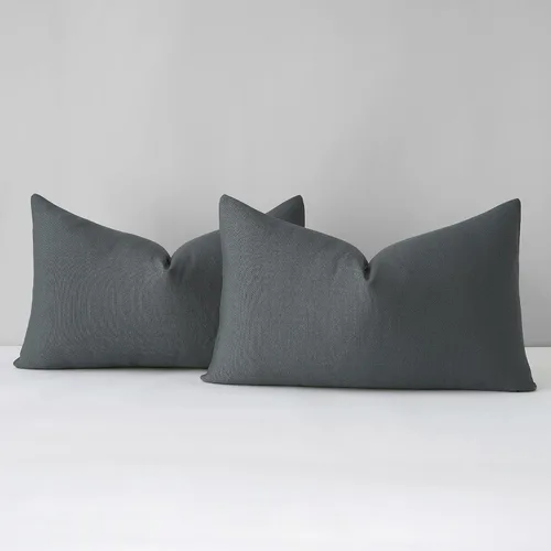 Vista 30 de Mixhug Juego de 2 fundas de almohada decorativas de lino para sofá y cama, cojín lumbar, color marrón claro, 12 x 20 pulgadas