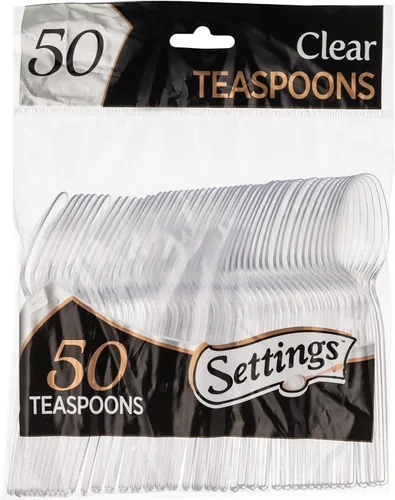 Vista 6 de Settings - Cucharas de té desechables de plástico transparente, 50 cucharas de fiesta por paquete