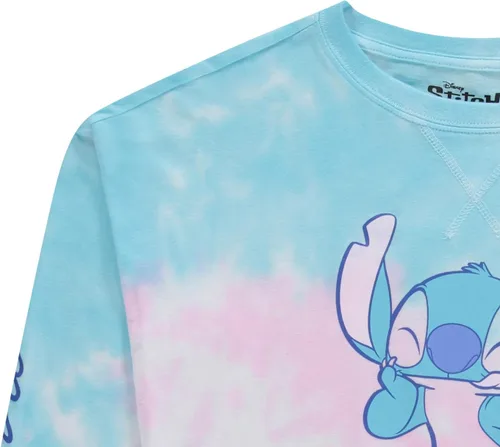 Vista 3 de Lilo and Stitch - Sudadera clásica de manga larga para mujer con teñido anudado y puntada