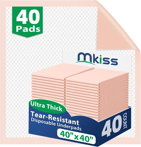 Vista 11 de MKISS Almohadillas de cama impermeables extragrandes de 40" x 36" (50 unidades), almohadillas desechables superabsorbentes de servicio pesado