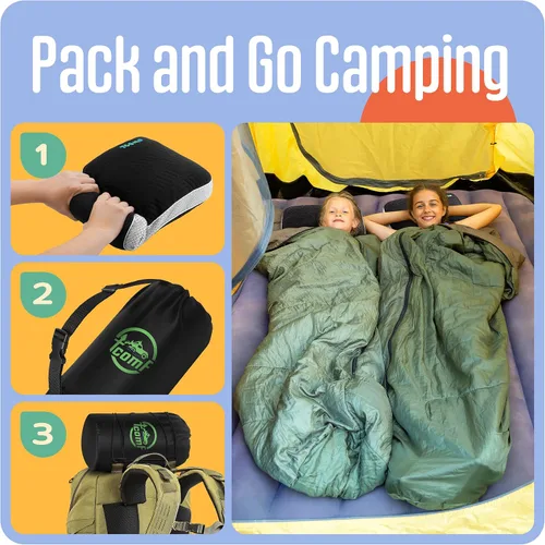 Vista 11 de Almohada de camping para niños, almohada de espuma de memoria de viaje, almohada pequeña, lavable a máquina