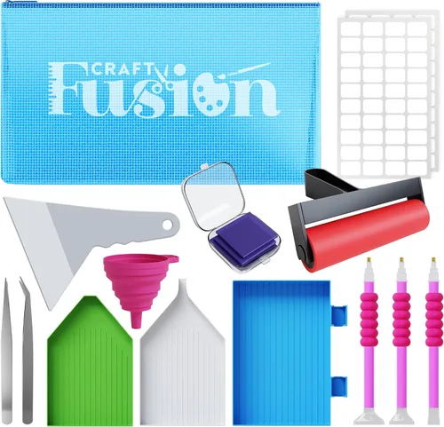 Vista 3 de Craft Fusion Herramientas y accesorios de pintura de diamantes, kits de arte de diamantes para adultos y niños, suministros de arte de gemas