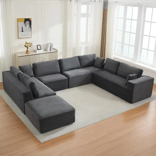 Vista 14 de Sofá modular Cloud de 106 pulgadas con diván en forma de L, moderno sofá modular sin hueso con asiento profundo, sofás tapizados para sala de estar
