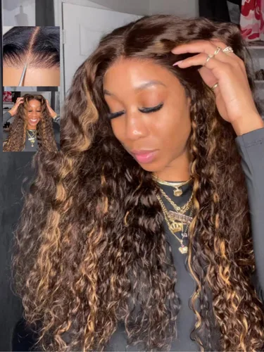 Vista 22 de Pelucas de cabello humano Bob de Beauty Forever, rubia con raíces marrones, parte lateral, corte recto, 7x5 encaje HD, adiós a los nudos, peluca Bob