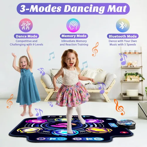 Vista 4 de KIZJORYA - Alfombrilla de baile para niños, almohadilla de baile electrónica iluminada con Bluetooth 5 Speeds 9 Levels, Music Game Dance Toy