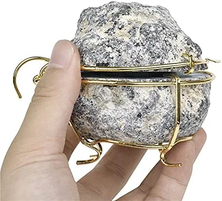 Vista 3 de BYVUTE Caja de anillos de geoda, joyero organizador con soporte dorado para exhibición, propuesta, compromiso, ceremonia de boda, regalo