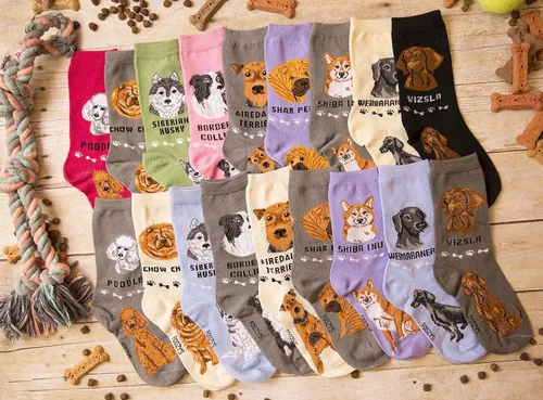 Vista 5 de Calcetines unisex Foozys Crew Calcetines novedosos para perros de razas grandes y medianas (2 pares), unisex, Collie de la Frontera