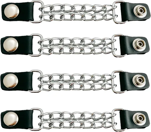 Vista 7 de Funk Plus Extensores de chaleco de motocicleta de 4 pulgadas, doble cadena cromada, chaqueta MC a presión regular fabricada en EE. UU