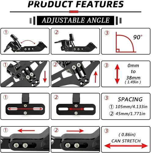 Vista 5 de Motorcycle Plate Mount Motorcycle Adjustable Angle Aluminum License Number Plate Frame Holder Bracket Light for Y-AMAHA FZ8 FZ 8 2011-2017 2016 2015