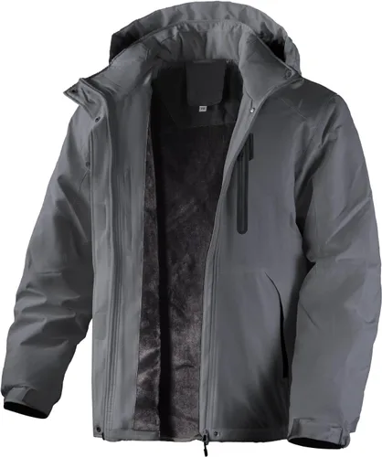Vista 8 de Abrigos de invierno para hombre, chaqueta parka con capucha abrigada, impermeable, forrada con forro polar para nieve y esquí