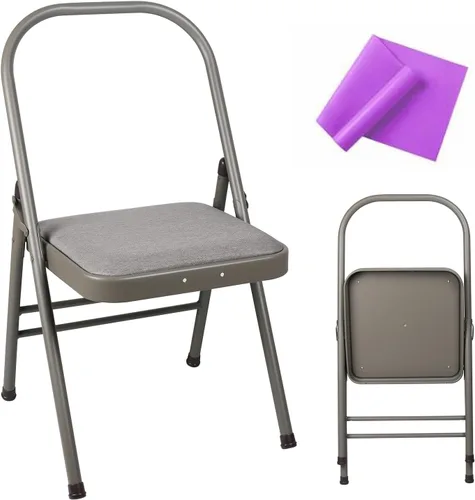 Vista 7 de INNOLIFE Foldable Backless Yoga Chair with Resistance Band for Abs & Core, Flexibility and Strength Training and Back Pain Relieving