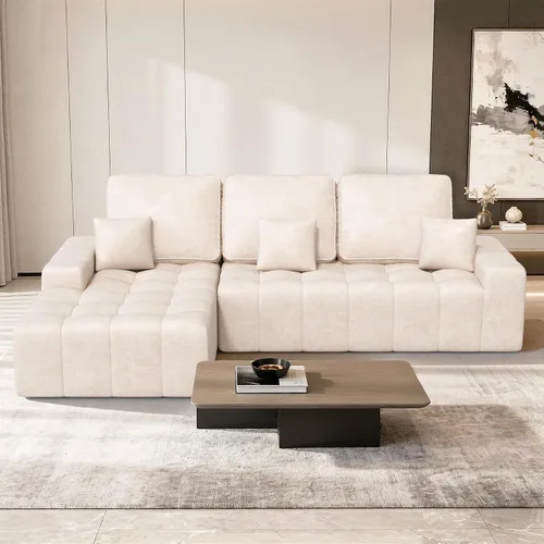 Vista 9 de 111’’ Sofás seccionales modulares en forma de nube con chaise en forma de L, sofá tapizado de asiento profundo sin huesos para sala de estar