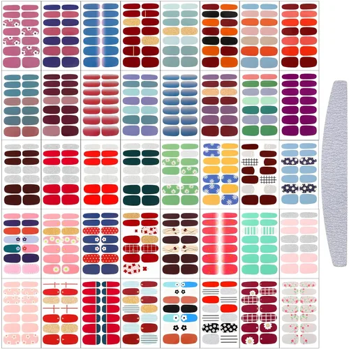 Vista 2 de Maitys 560 piezas de 40 hojas de calcomanías de uñas de envoltura completa, tiras de esmalte de uñas, calcomanías autoadhesivas de gel para uñas
