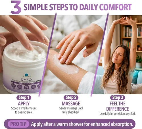 Vista 5 de Dr. Robaina Crema DMSO de lavanda - 99.9% DMSO puro grado farmacéutico Fórmula con magnesio Zechstein, árnica, aloe vera, vitamina E - 4 onzas