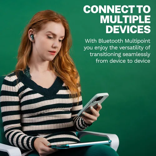 Vista 6 de JLab Go Pods ANC Auriculares True Wireless Bluetooth y Estuche de Carga, Cancelación Activa de Ruido Híbrida + Sé Consciente para una Escucha Salvia