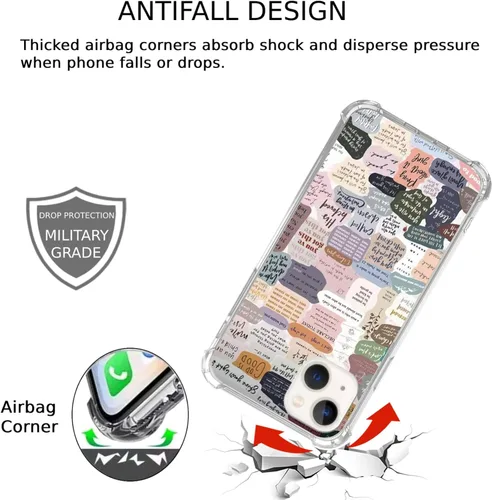 Vista 4 de Funda estética con versículos bíblicos compatible con iPhone 14 Plus, bonita funda cristiana con citas positivas para iPhone 14 Plus