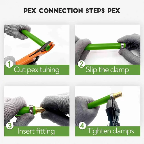 Vista 4 de Litorange 18 piezas 1/2 pulgada T PEX Tee (4 piezas) y codo de 90 grados (6 piezas) y acoplamiento recto de 1/2 pulgada (8 piezas) sin plomo latón