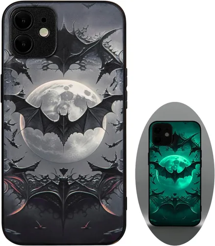 Vista 24 de X spirit Funda genial para iPhone 11, diseño de esqueleto de calavera, estilo gótico atrevido emo luminoso, dedo medio, rock n roll, se ilumina