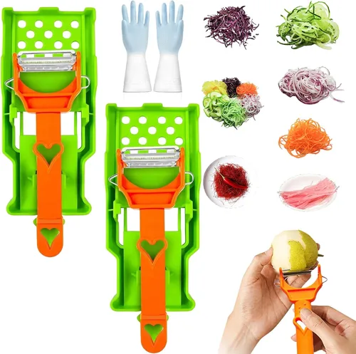 Vista 8 de Pelador de verduras Pelador multifuncional 2 en 1, Pelador de Papas Electrico, pelador de verduras de juliana mejorado 2025, juego de utensilios