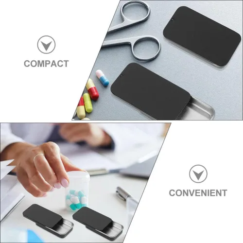 Vista 5 de UPKOCH Caja de almacenamiento de caramelo con tapa deslizante de metal, organizadores de placas de hojalata, contenedores de píldoras pequeños, caja