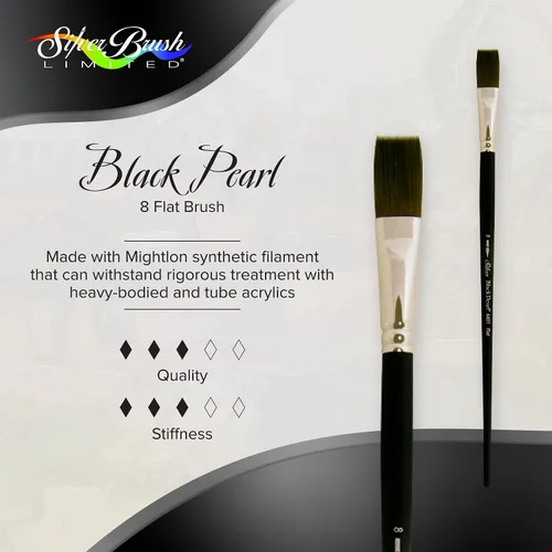 Vista 2 de Silver Brush Limited 6401-8 Pincel plano de perlas negras para acrílico, pinturas de cuerpo pesado, gesso y suelo, barniz y capa superior, tamaño 8