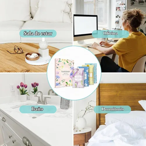 Vista 7 de SCENTORINI Bolsitas para Cajones y Armarios, Bolsitas Larga Duración, Paquete de 16, Guardarropas, Lavanda Lino Vainilla Algodón, Saquito de beige 1