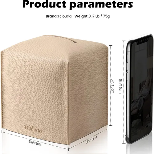 Vista 2 de Funda cuadrada para caja de pañuelos de piel sintética moderna para decoración creativa, paquete de 2, ideal para baños, oficina, coche, mesita