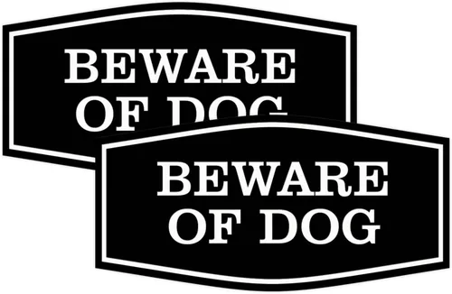 Vista 42 de All Quality Fancy Beware of Dog Letrero Material duradero Señales de seguridad para el hogar Fácil de instalar (negro/oro), mediano, 1 paquete
