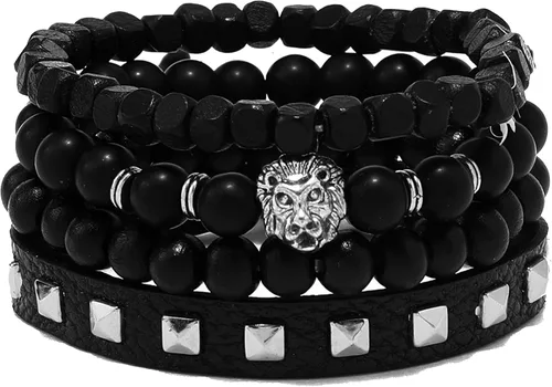 Vista 3 de Punk Leather Bracelet for Men Women Leather 8-10 PCS Braided Cuff Bracelet Multilayer Leather Bracelet A-01