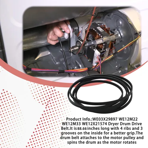 Vista 5 de WE03X29897 WE12M22 WE12M33 WE12X21574 para correa de transmisión GE para secadora compatible con Whirlpool, Hotpoint, Kenmore para GTD33EASK0WW