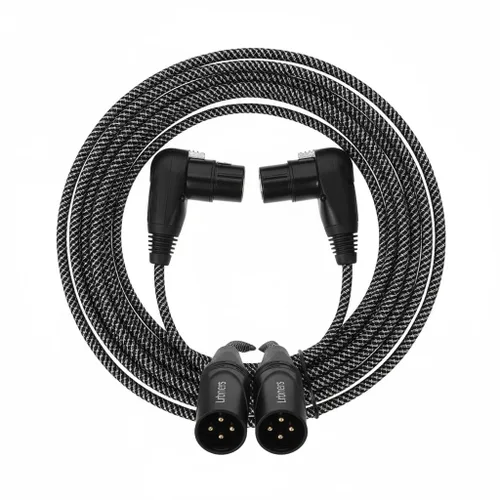 Vista 8 de Cable XLR de ángulo recto hembra a macho de 1.5 pies, cable adaptador XLR de 3 pines de 90 grados, conectores de bloqueo de aleación de zinc, doble
