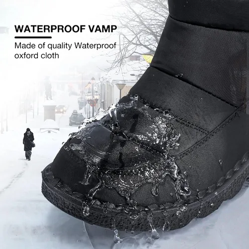 Vista 4 de Botas de nieve de invierno para mujer con forro cálido, botines cómodos, antideslizantes, zapatos de plataforma para el exterior, impermeables