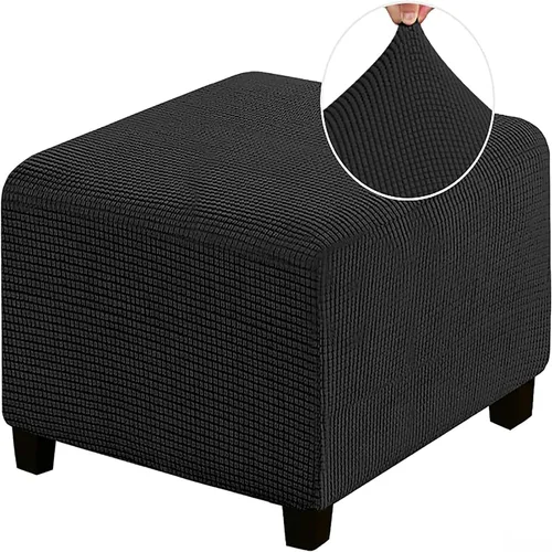Vista 13 de Funda otomana de alta elasticidad, fundas protectoras de terciopelo elástico para reposapiés, lavable, resistente a la suciedad, con parte inferior